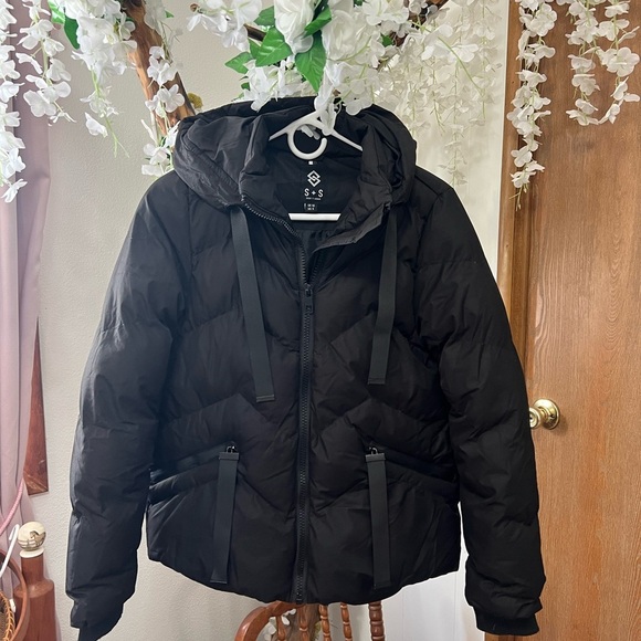 Saints & Sinners Black Quilted Bomber Jacket with Hood 🖤 - Picture 2 of 7